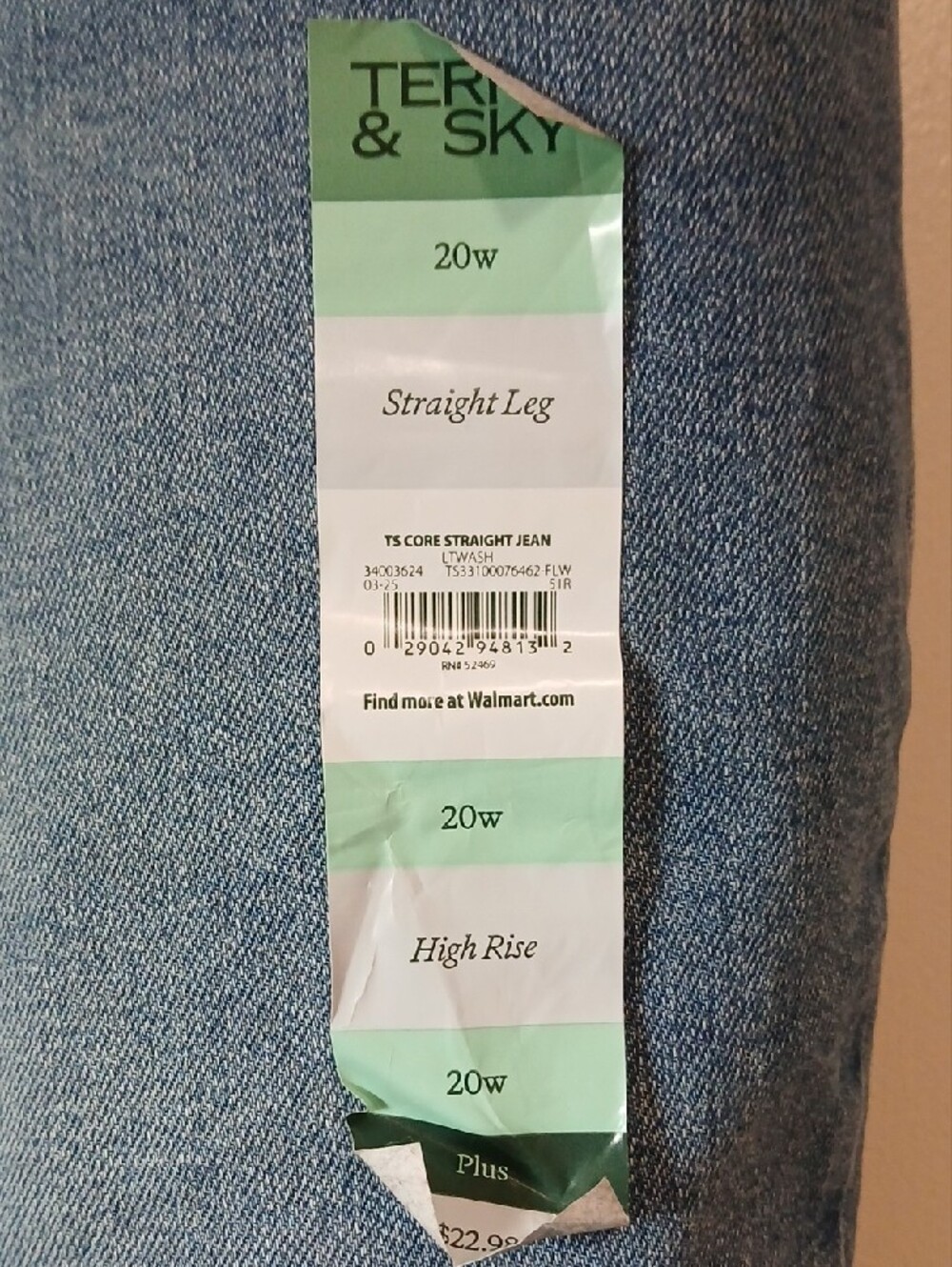Terra & Sky 20W Light Blue Straight Leg Women's Jeans - Picture 4 of 14